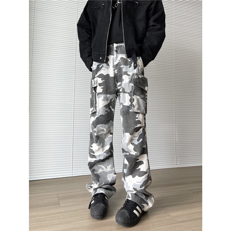 【现货】XZ612-BK01-P65 秋冬新款美式复古大口袋工装迷彩休闲裤图片