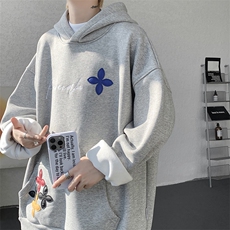 秋季美式小众情侣加厚外套宽松重工贴片刺绣连帽卫衣男潮WY22P78，女装短外套，电商D206-1