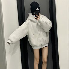 抖音得物高品质25秋冬美式高街宽松结构防风高领连帽卫衣外套W60，男装卫衣，电商A486-1