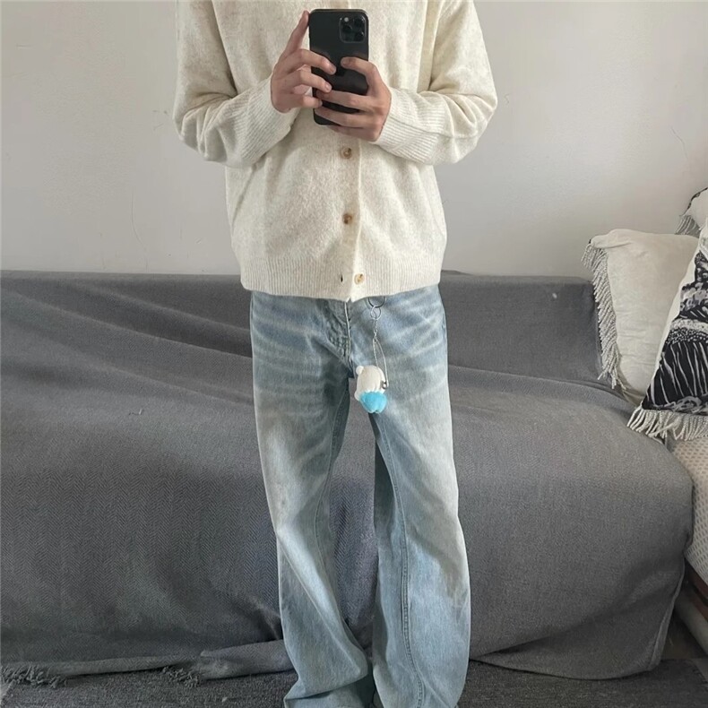 濮院毛衣韩羊毛混纺开衫纽扣针织衫圆领双纱开衫百搭LF93P60,男装针织衫/毛衣,电商D256-2(原A064-2)