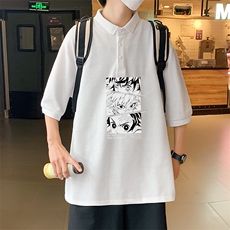 PL57176-P35翻领短袖polo衫男大码胖子半袖t恤男有领保罗衫模特，男装Polo衫，电商A040