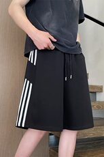 2025美式条纹宽松休闲七分裤男夏潮牌简约百搭时尚运动短裤，男装牛仔裤，星座218-1（原230）