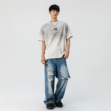 2026新款潮牌短袖宽松韩版印花扎染工艺T恤T8815/P5588，男装T恤，星座202