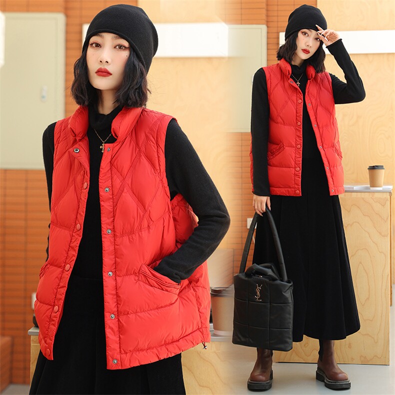 2023冬装新款休闲时尚羽绒马甲90白鸭绒，女装马甲，阳光伊恋