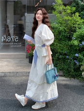 蓝色高级感衬衫套装裙女2025夏季新款巨好看气质绝美半身裙两件套，女装套装/套裙，慧尚依恋