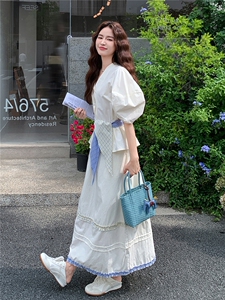 蓝色高级感衬衫套装裙女2025夏季新款巨好看气质绝美半身裙两件套图片