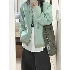 【有货】薄荷绿拼色工装外套男春秋款美式底特律夹克8152LL-特P68