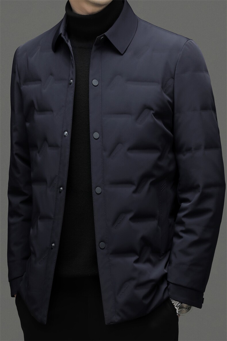 中年男士冬季翻领保暖羽绒服爸爸装新款休闲加厚保暖男装外套,男装羽绒服,电商B212（原钱塘6029）