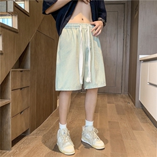 港风牛仔短裤男款夏季宽松直筒设计感小众百搭五分裤DK852-特批34，男装牛仔裤，星座718-1