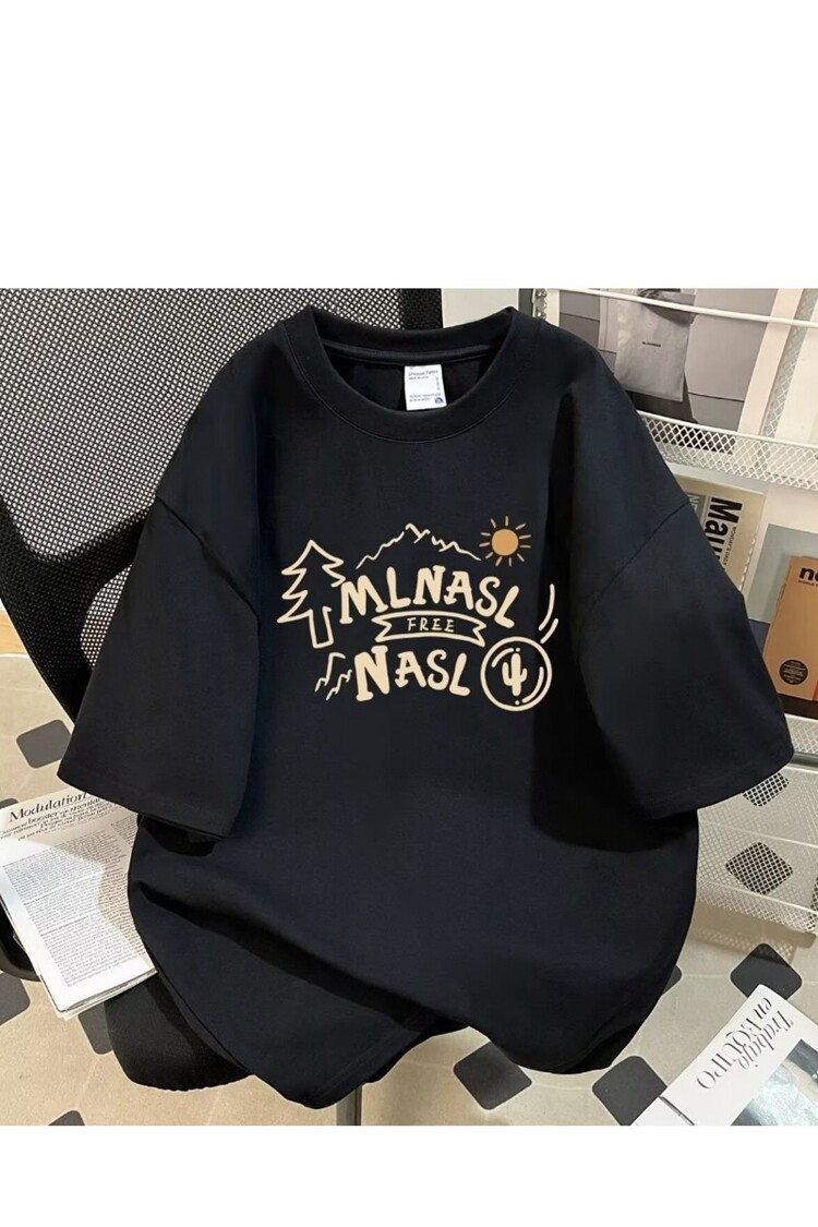 重磅纯棉短袖t恤男装黑色上衣服美式潮流全棉半袖圆领打底衫,男装T恤,星座218-8