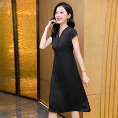 旗袍改良版重磅真丝醋酸缎面连衣裙桑蚕丝2025新款遮肚子显瘦裙子，女装连衣裙，阿舍尔精品