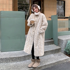 高级感中长款环保羊羔毛外套女冬季2025新款爆款流行洋气炸街大衣，女装皮草，2C109