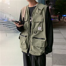 新款口袋马甲男韩版宽松无袖背心潮流ins潮工装外套坎肩2010-p35，男装背心/马甲，星座1008-2