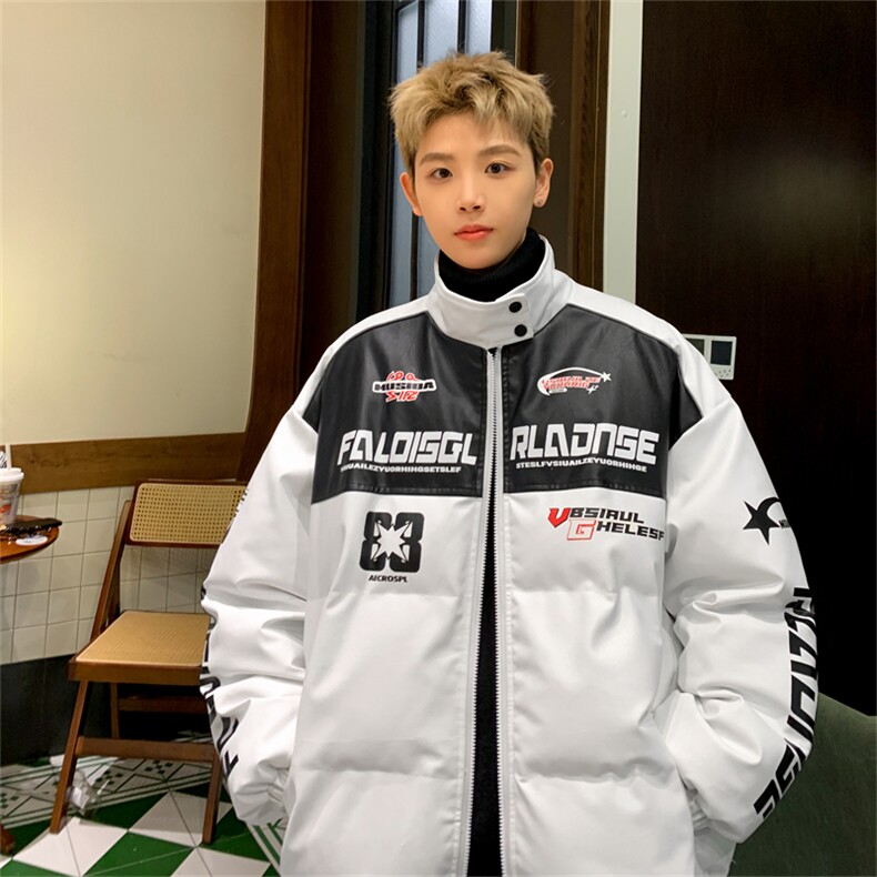 主推美式复古拼接pu机车服情侣加厚皮衣夹克棉衣外套M6615-P128，男装夹克，星座307A