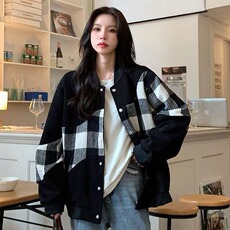 美式拼接刺绣棒球服春秋季新款百搭学生韩版宽松外套女ins，女装短外套，星座1210-1