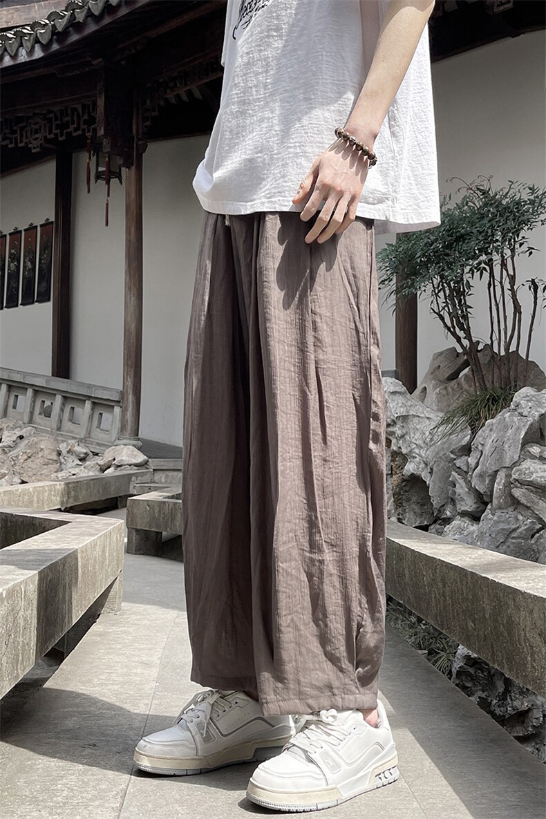 8XL-M风亚麻裤男宽松棉麻裤子大码阔腿裤灯笼裤新中式K965P30,男装休闲裤,电商D206-1