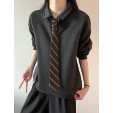 配领带翻领百搭卫衣ZW0161-特批45，男装卫衣，星座313A(原308A-2)