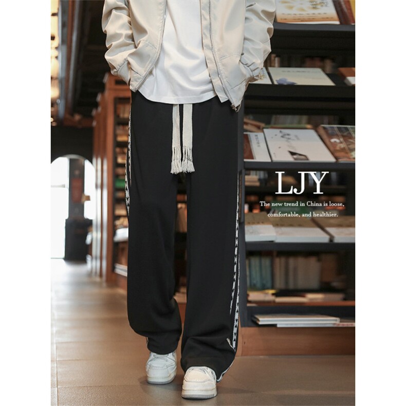 华夫格潮牌休闲卫裤男秋款裤子裤宽松垂感男生运动裤K910-特批-40，男装休闲裤，星座718-1