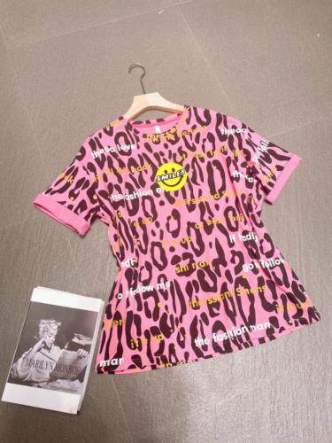 夏装新款豹纹印花图案T恤，女装T恤，OGENI 欧葛妮