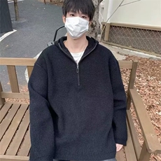 新款韩版套头针织衫男外穿半拉链宽松连帽毛衣外套513AMY2685P50，男装针织衫/毛衣，星座513A