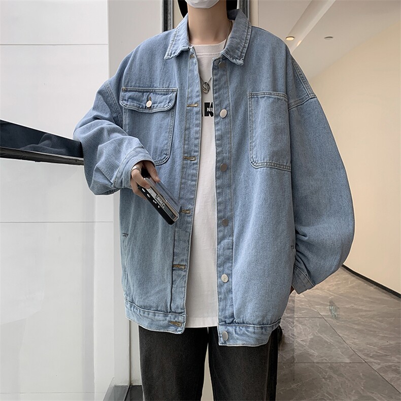 牛仔外套男韩版潮流高街帅气大口袋个性2023秋冬ins外套W5008-P52，男装大码男装，星座412-2