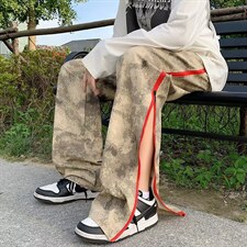 美式高街复古嘻哈拉链迷彩长裤ins潮牌hiphop直筒CK76P45，男装休闲裤，星座1116-2