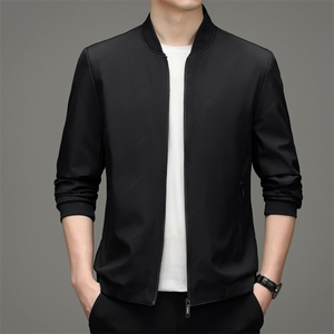 2022男士夹克衫棒球领中年休闲印花春秋季薄款爸爸装外套上衣图片