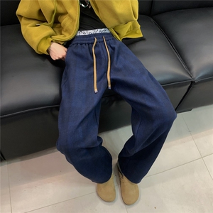 美式复古高级感磨毛加厚格子加绒裤男情侣保暖休闲裤厚 K6600-P45图片