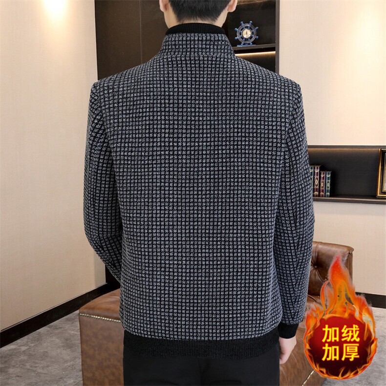 秋冬新款男士商务休闲加绒加厚立领毛呢大衣短款夹克外套D118P140,男装夹克,电商B226-2（原B217-2）