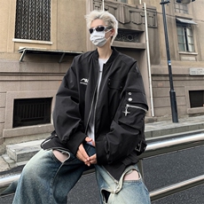 现货2023秋季情侣潮牌夹克美式高街设计感棒球服外套W7743-P65，男装夹克，星座512-4