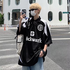设计感小众短袖T恤美式高街Polo衫男夏季潮牌赛车T恤T1327-P34，男装Polo衫，星座512-2