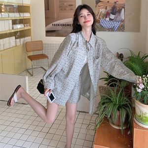 甜盐系轻熟高级感衬衫防晒套装女2025夏季新款宽松休闲短裤两件套图片