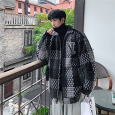 1港风酒店小香风PU皮拼接刺绣潮夹克款棉衣男8807P115控158，男装夹克，星座226-2