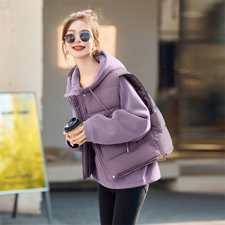 羽绒服马甲女士2025冬季新短款时尚两件套蓬松保暖马夹外套白鸭绒,女装羽绒服,意芙