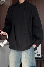 JK2608/P65春装新款现货立领夹克男多拉链宽松潮流大码外套上衣，男装夹克，电商A141