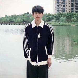 抖音得物品质秋冬美式高街重磅结构拼接织带翻领卫衣夹克外套W113图片