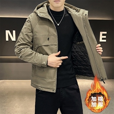 秋冬加棉加厚大码外套男士帅气连帽夹克潮流时尚男棉衣ZY803-P80，男装棉衣，星座310B-3