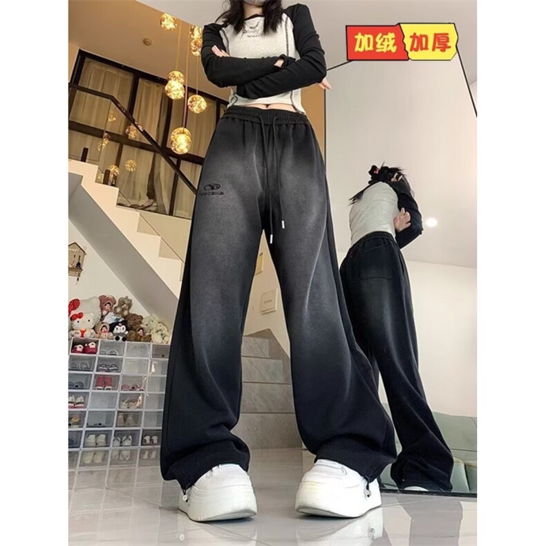 DP9817-P50美式高街运动裤束脚复古嘻哈爵士舞直筒休闲裤子加绒,男装休闲裤,电商C233