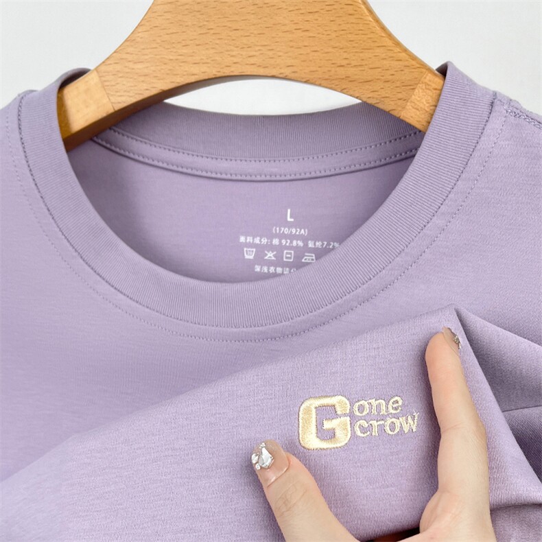 保罗正品丝光棉短袖男夏季2024新款简约刺绣潮牌男士t恤圆领宽松,男装T恤,钱塘6003（原4033）