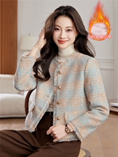 小香风外套配连衣裙女2025秋冬装新款高端毛呢显瘦百搭上衣，女装毛呢外套，婵米儿