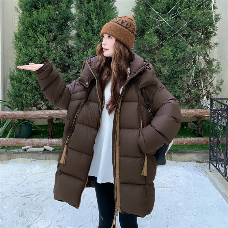 简约风女装女士精品羽绒服2026年冬季有帽不可拆90白,女装羽绒服,2C011