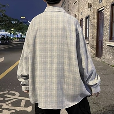 日系格子衬衫男长袖春秋季2024新款男生早秋休闲衬衣外套G037/P34，男装衬衫，星座506