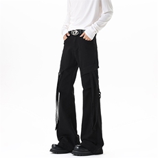 【现货】XZ1218(原611-3)BK7066特价P54美式飘带微喇工装牛仔裤，男装牛仔裤，星座1218（原611-3）