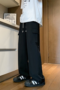 K9076/特P35冰丝工装裤子男士痞帅大码抽绳休闲长裤速干裤控68图片