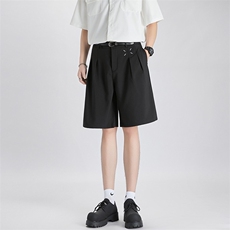 夏季美式休闲西装短裤男宽松阔腿冰丝垂感宽松五分裤子K6527-P41，男装牛仔裤，星座412-2