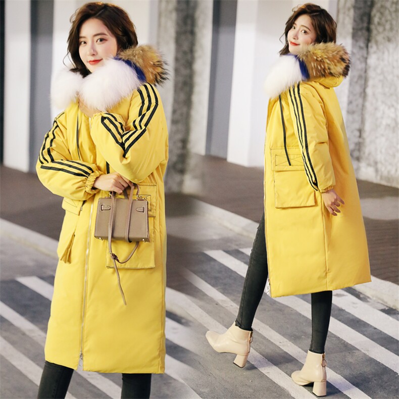 口袋潮流拼接气质时尚休闲中长款长袖2020年冬季羽绒服，女装羽绒服，蝶眷