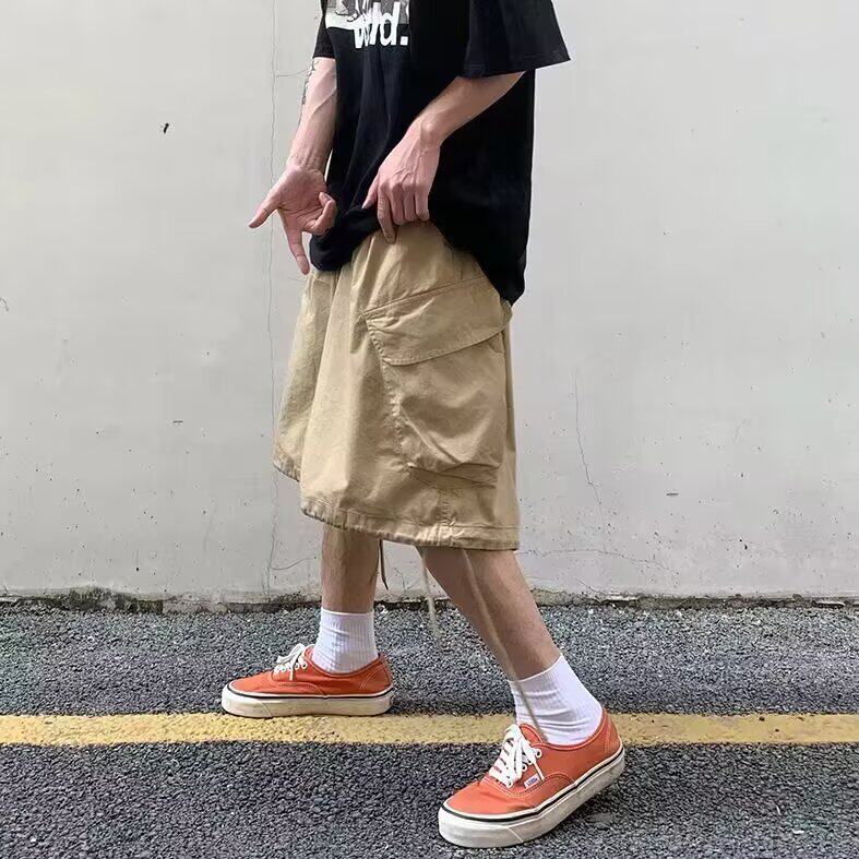 夏季新款美式短裤男潮牌薄款设计感小众宽松大码运动休闲五分裤子,男装牛仔裤,四季星座505