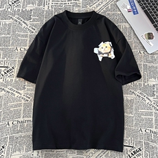 抖音直播高克重质量t恤男女潮流宽松半袖体恤衫517A-2-T6635-P28，男装T恤，星座517A-2