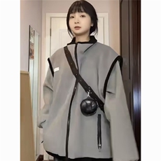 外套女2025新款秋冬款美式休闲宽松百搭开衫夹克外套纯色，男装夹克，星座506A