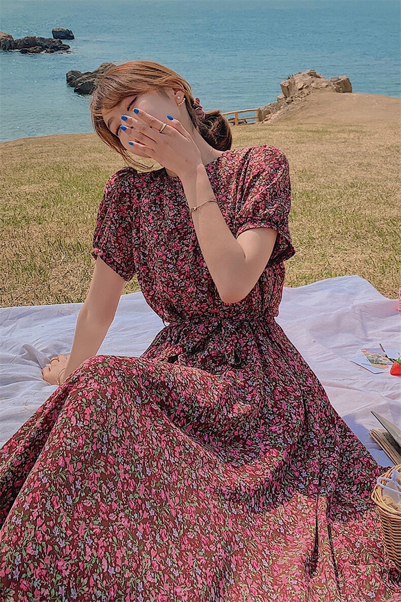 现货主推！2021夏季新款碎花连衣裙163-8800-P90-控138,女装连衣裙,拾菱